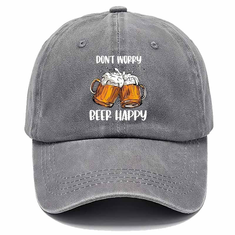 Men'S Casual Beer Baseball Cap - Featuring "Don'T Worry" And "Beer Joy" Prints, Paired with a Beer Cup Design, Perfect for Casual Wear, Outdoor Activities, And Camping. This Fun Hat Is a Sturdy Headwear Accessory