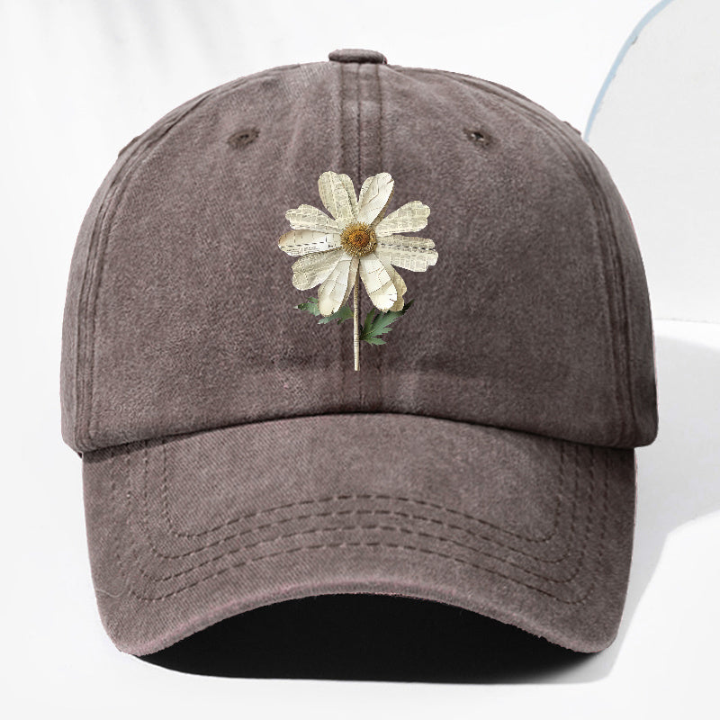Unisex Floral Print Washed Vintage Baseball Cap Fashion Men Women Sun Hat Adjustable Size Trucker Cap Suitable for All Seasons Daily Wear
