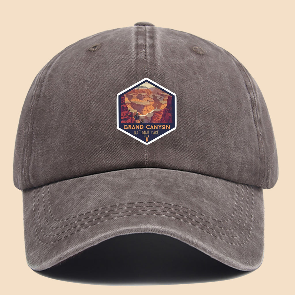 1pc Polyester Material Brightly Colored Grand Canyon National Park Minimalist Theme Design Printed Baseball Cap. Urban Casual Headwear. Black Papa Trucker Hat. Solid Color Minimalist Retro Soft-Top Curved Brim Dad Hat. Adjustable Size. Unisex Music