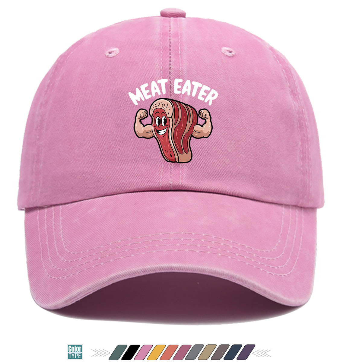 1pc 1pcs Muscle Steak Print Baseball Cap Suitable for Men & Women, Adjustable Duckbill Hat with Steak, Food-Themed Gift for BBQ Parties, Picnic, Outdoor, Casual Wear, Sports Hat for Foodie Friends, Birthday Present
