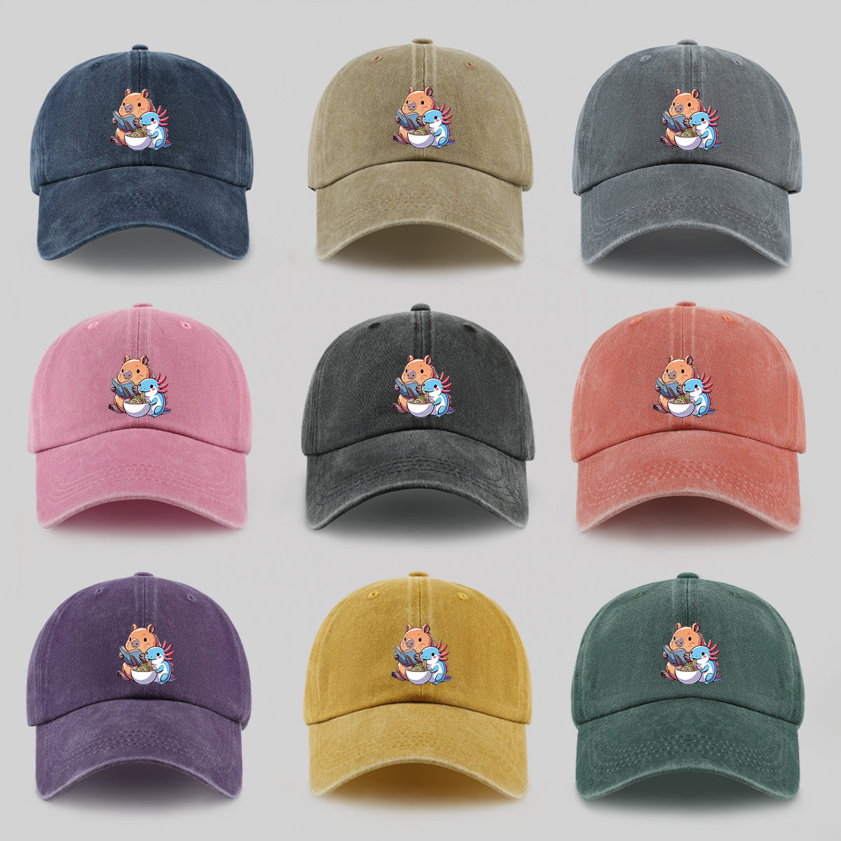1pc Cap Compatible for Women & Men - Capybara & Salamander Print Adjustable Snapback, Lightweight Breathable Unisex Outdoor Hat with Capybara & Salamander, Valentine'S Gift, Casual Wear For, Beach, Daily Use (Ideal for For)