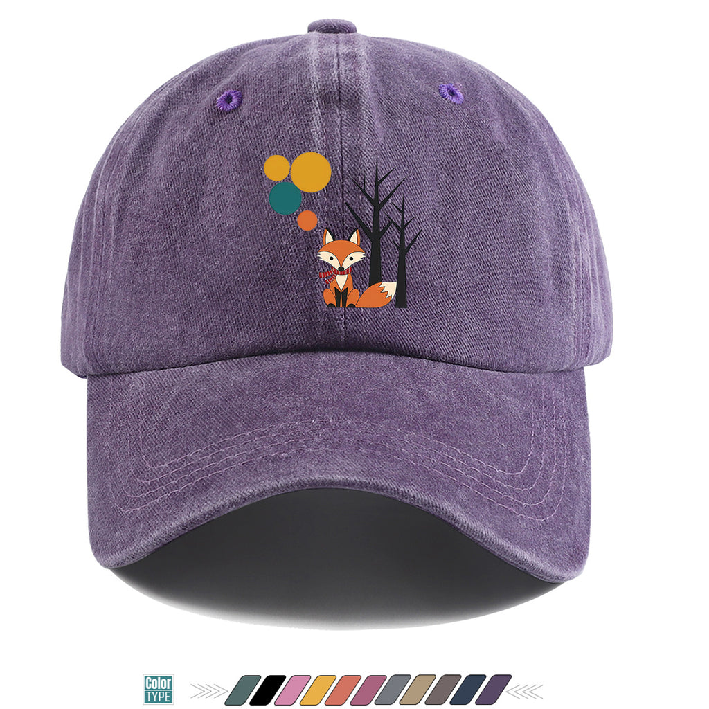 1pc Cartoon Fox Wearing Red Scarf Print Baseball Cap Colorful Geometric Background Sun Hat Fashionable And Beautiful Unisex Duck Tongue Cap Adjustable Size Casual Travel Hat Street Trendsetter Essential Suitable for Daily Wear, Shopping, Travel