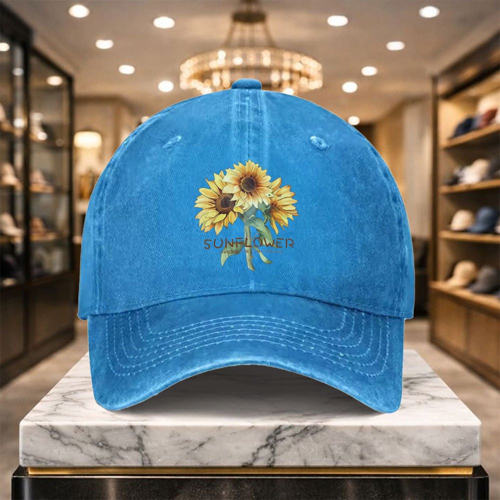 A Casual And Versatile Sunflower Baseball Cap That Always Follows The Sun. Adjustable Design, Suitable for Outdoor Sports And Everyday Casual Wear. A Casual Street Hat for Casual Outfits