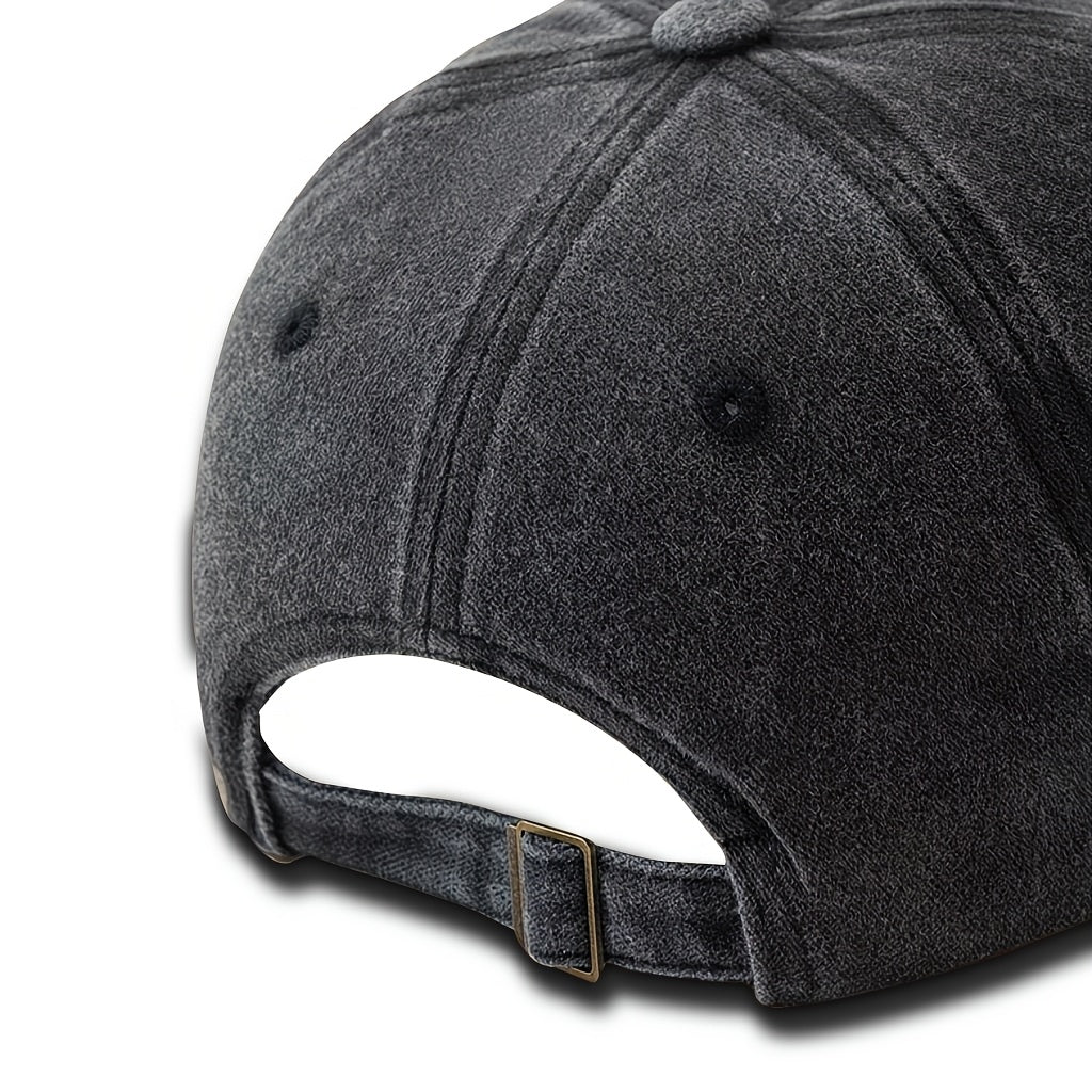 Men' & Women' Vintage Washed Baseball Cap with Retro Cartoon Print - Adjustable Buckle Strap, Lightweight Breathable Soft Suitable for Spring Summer Outdoor Sports, Machine Washable Cap for Casual Wear and 2D Heat Transfer Design