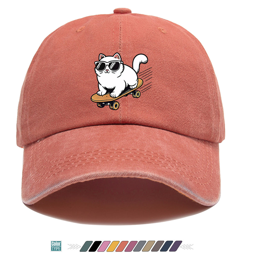 1pc 1pcs White Cat with Fashion Glasses Trucker Hat - Adjustable Unisex Cap Suitable for Skateboarding, Streetwear, Music Festivals, Summer Sun, Breathable Visor, Trendy Gift for &, Birthday Present for Skateboarders