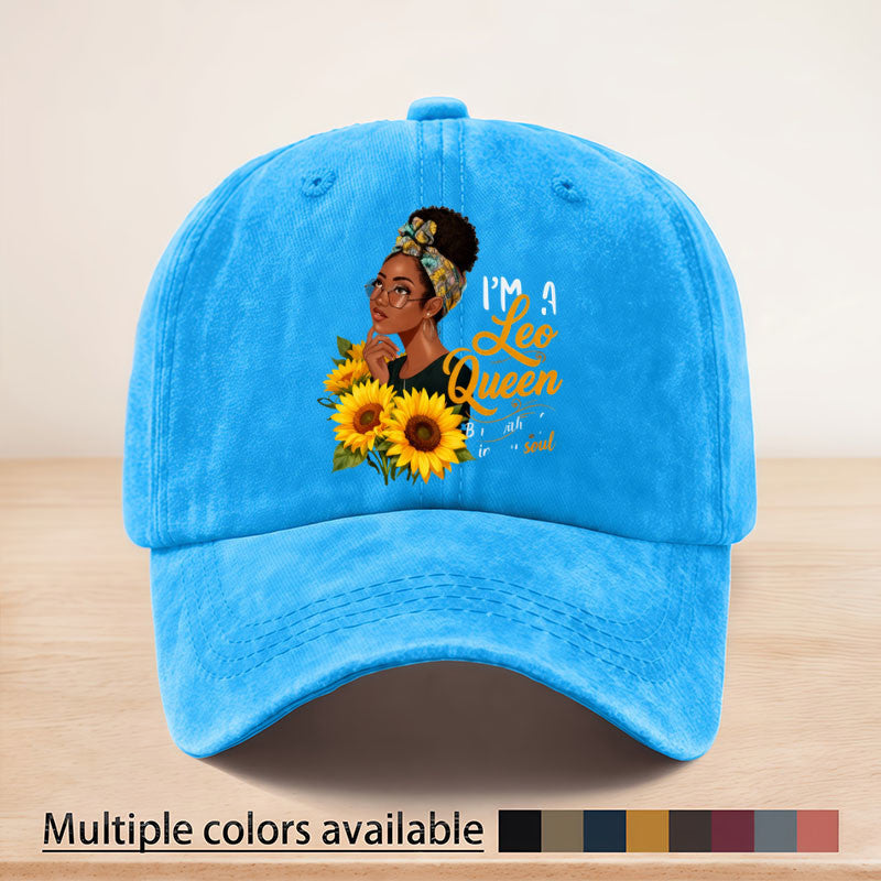 Stylish Leo Queen Sunflower Print Baseball Cap, Adjustable Strap, June 16th Anniversary Edition Baseball Cap, Suitable for All Seasons, Multi-purpose, Lightweight and Breathable, Ideal for Outdoor Sports, Fishing, Picnics, and Camping for Sun