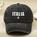 Italian White Letter Print Washed Vintage Baseball Cap, Casual Soft-Top Curved Brim Baseball Cap, Outdoor Duckbill Cap, Unisex Driver'S Cap, Distressed Washed Hat, Men'S Hat, Women'S Hat