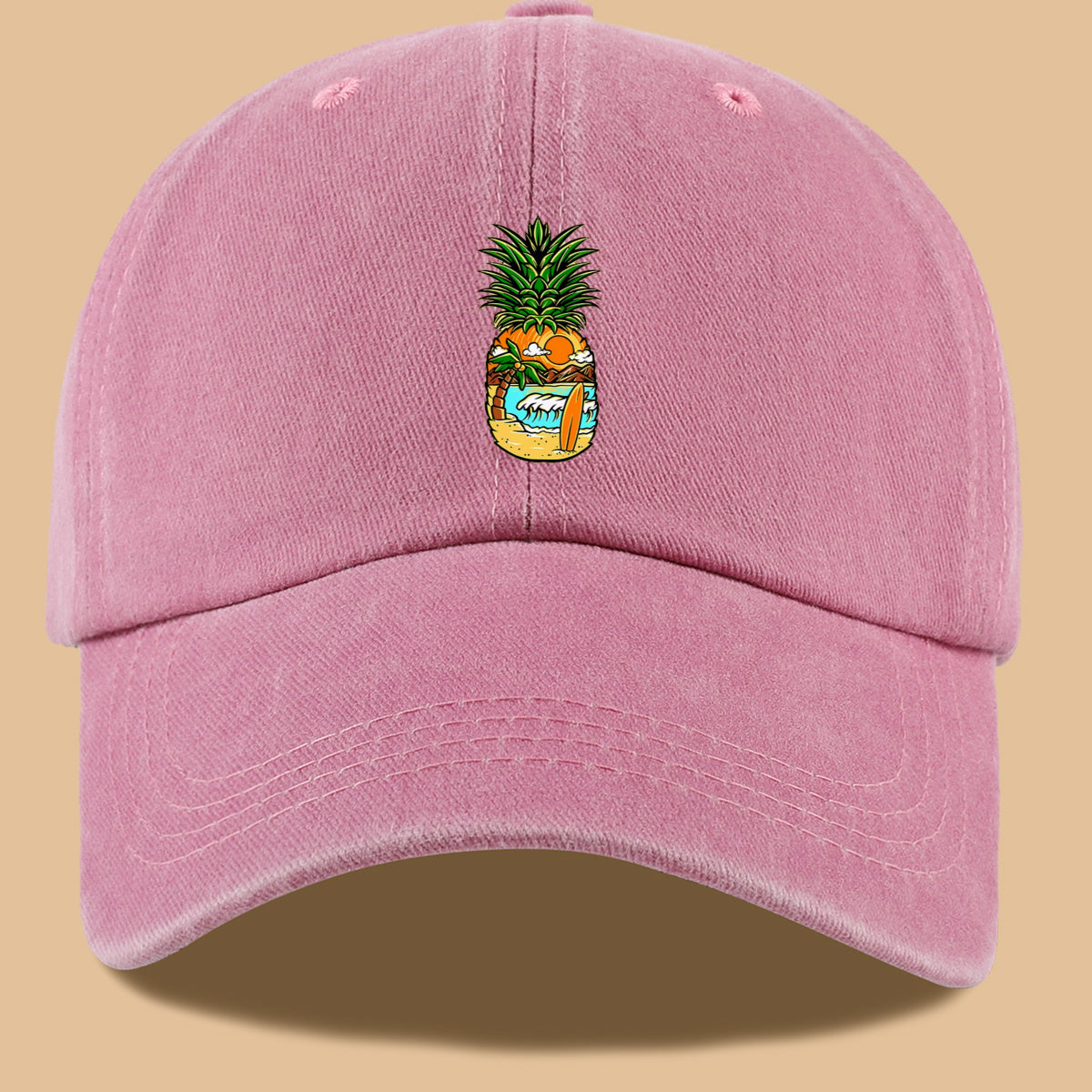 1pc Pineapple Print Trucker Hat - Adjustable Unisex Baseball Cap with Pineapple & Beach Scenery Design, Breathable Suitable for Outdoor, Vacations, Parties, Daily Wear - Suitable for Men and Women, Ideal Gift for Beach Lovers