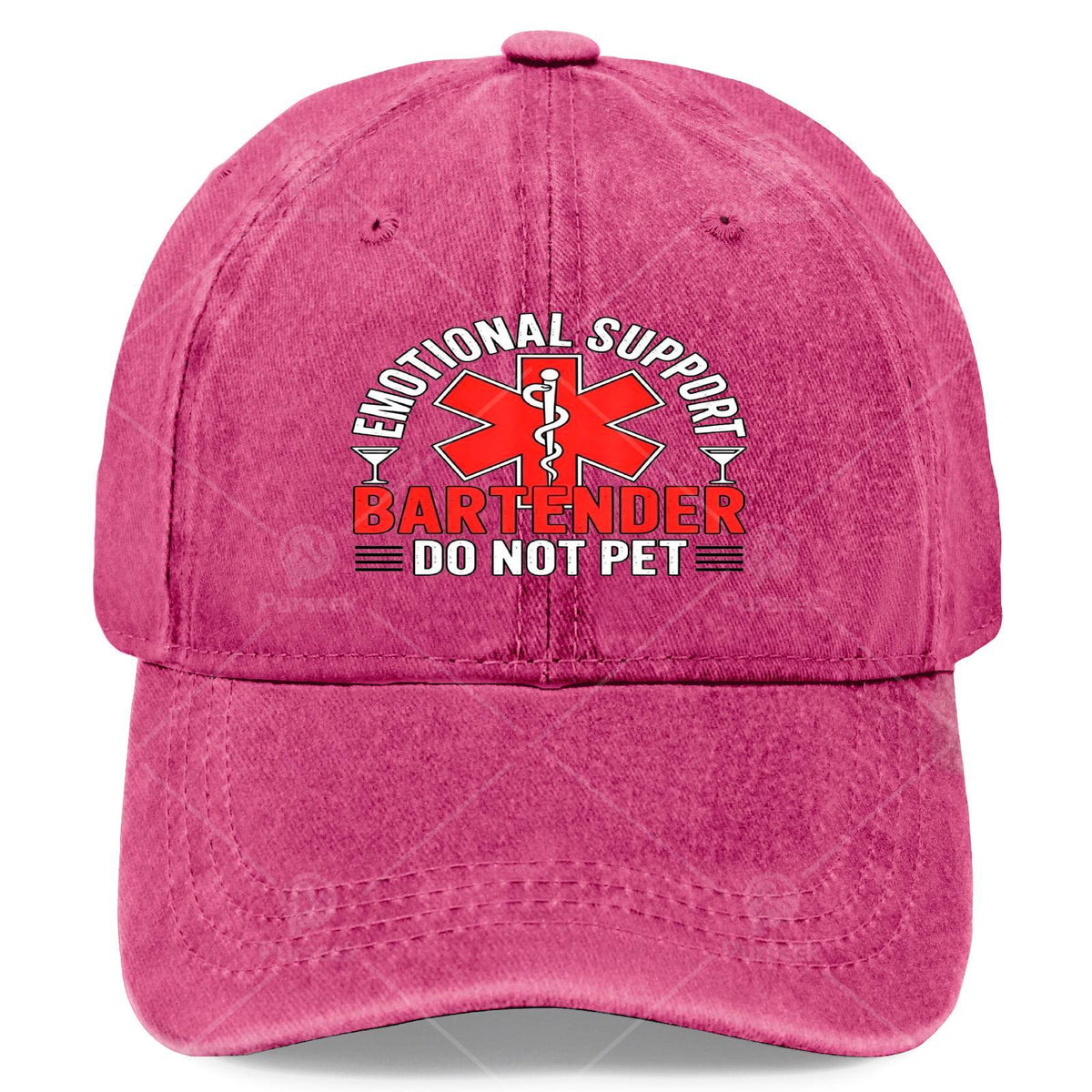 Emotional Support Bartender Do Not Pet Hat - Unisex Retro Full-Body Print with "Do Not Pet" Bartender, Lightweight for Events & Themed Parties (Christmas, 4th) - Hand Washable Round Top Hat