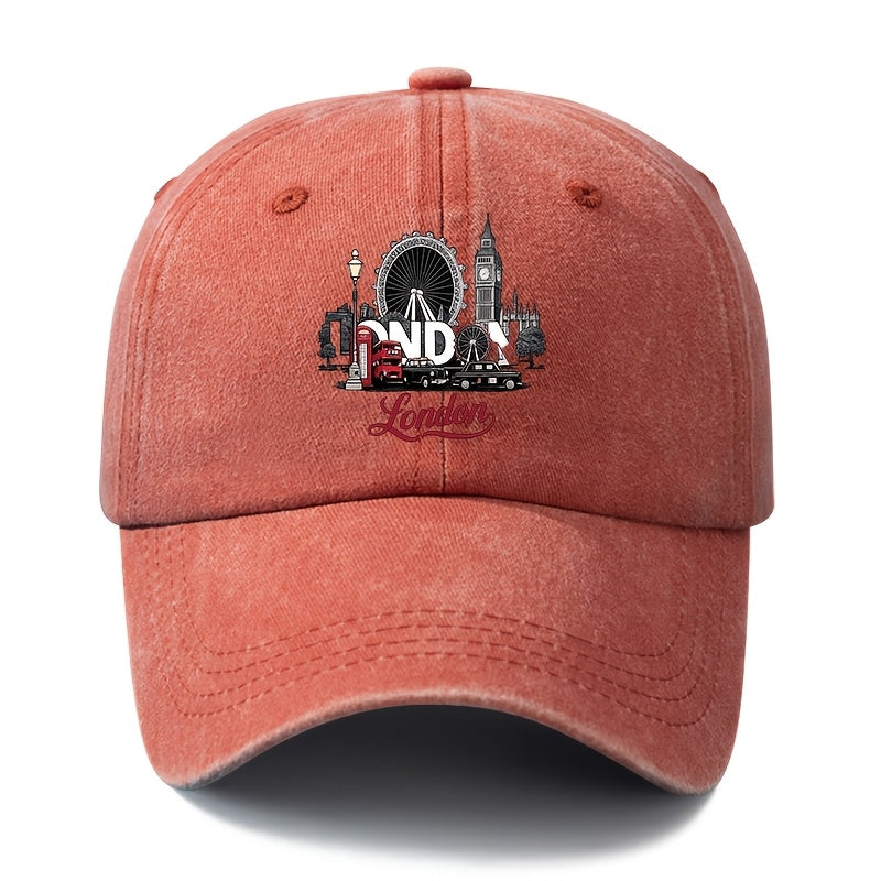 A Unisex Fashionable and Versatile Printed Ferris Wheel Baseball Cap, Featuring a Classic Vintage Washed Outdoor Lightweight Curved Brim. Suitable for Casual Occasions Such as Outdoor Vacations, Travel, and Camping. Also Works as a Hip-hop Hat