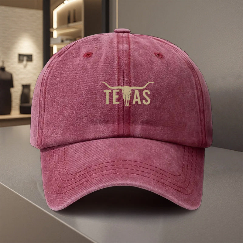 1pc Texas Longhorn Bull & TEXAS Lettering Adjustable Snapback Cap - Lightweight Polyester Trucker Hat for Men & Women, All-Season Outdoor, Camping, Golf, Fishing, Motorcycle, Running - Unisex Cowboy Hat for & Texas Pride, Hand Washable, Breathable Mesh Ba