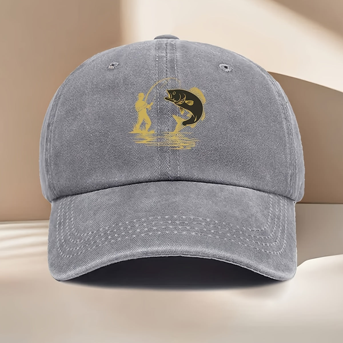Fishing-Themed Baseball Cap with Curved Brim & Suitable for All Seasons, Suitable for Easter Ramadan Independence Day Parties, Outdoor Casual Hat for &, Fishing Print for Daily Wear and Events