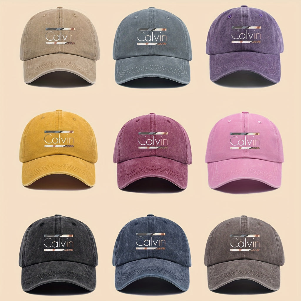 1pc 'Calvin Graphic Washed Baseball Cap - Unisex Streetwear Soft Hat, Suitable for Outdoor Adventures, Breathable Casual Sports Design, a Fashionable Accessory for All Seasons, Perfect Gift for Cycling, Fishing, And Hiking.'