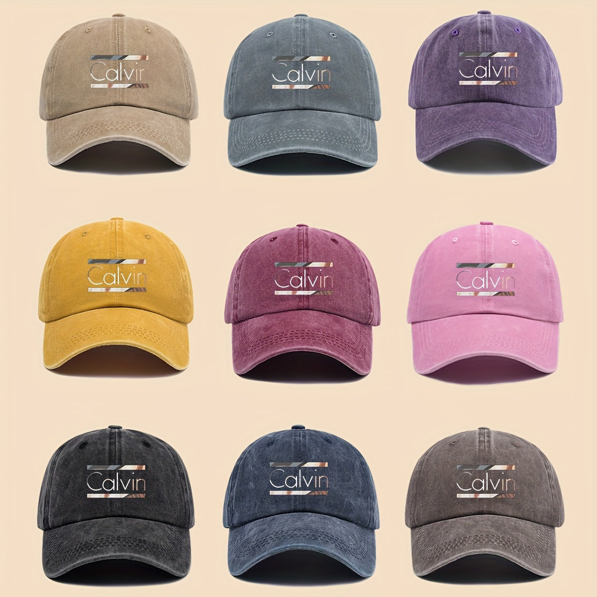 1pc 'Calvin Graphic Washed Baseball Cap - Unisex Streetwear Soft Hat, Suitable for Outdoor Adventures, Breathable Casual Sports Design, a Fashionable Accessory for All Seasons, Perfect Gift for Cycling, Fishing, And Hiking.'