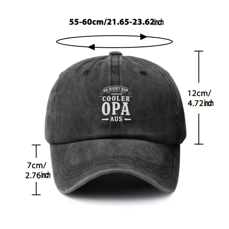 1pc, "Cooler Opa" Adjustable Baseball Cap, Lightweight Polyester with Printed Design, Suitable for Outdoor Sports and Camping Enthusiasts, Popular Couple's Cap, Golf Cap, Trucker Cap, Stylish Baseball Cap