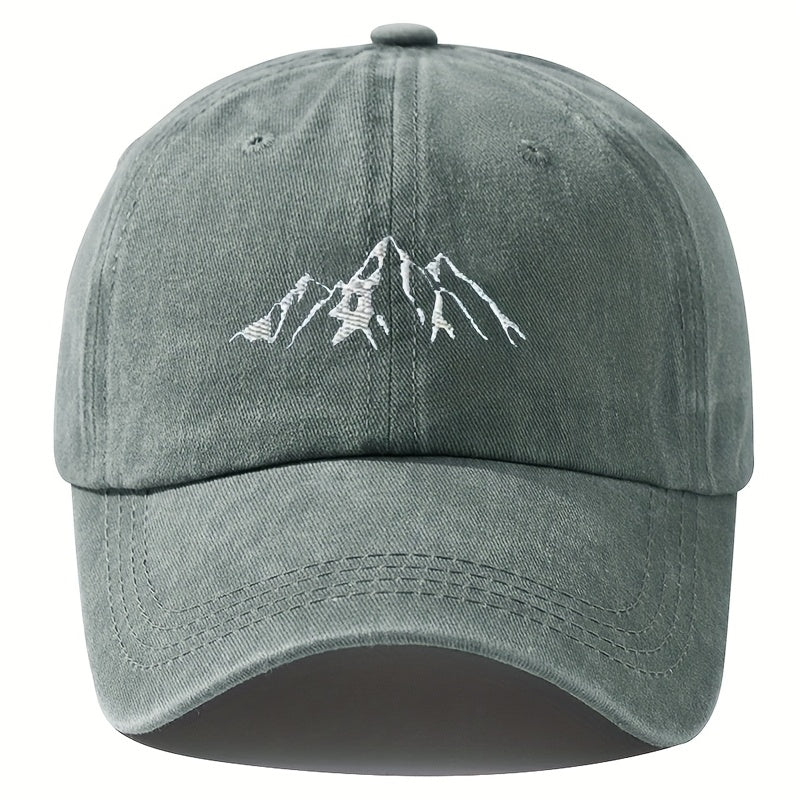 Mountain Peak Embroidery Baseball Cap Vintage Washed Baseball Cap Men'S Fishing Hat Hip-Hop Curved Brim Trucker Hat Men Women Hip-Hop Fashion Embroidered Baseball Cap