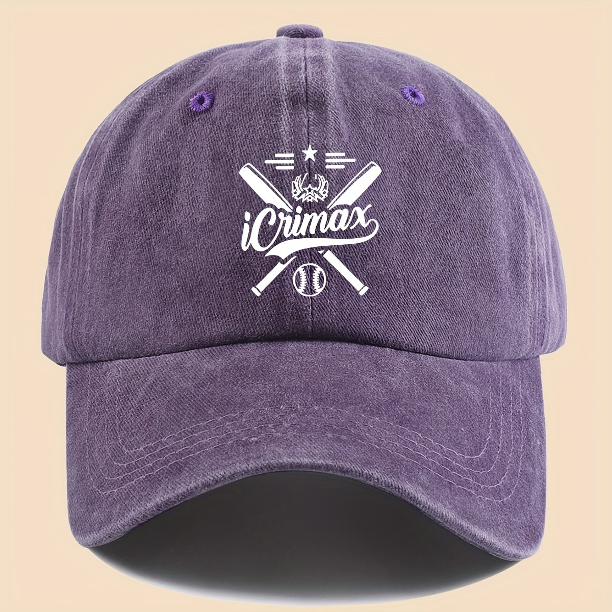 1pc "Icrimax Logo" Washed Baseball Cap - Unisex Adjustable Sun Hat, Suitable for Outdoor Adventures, Travel, And Parties| Breathable And Casual Style, It'S The Perfect Gift for Dads, Couples, And Young People (Unisex)