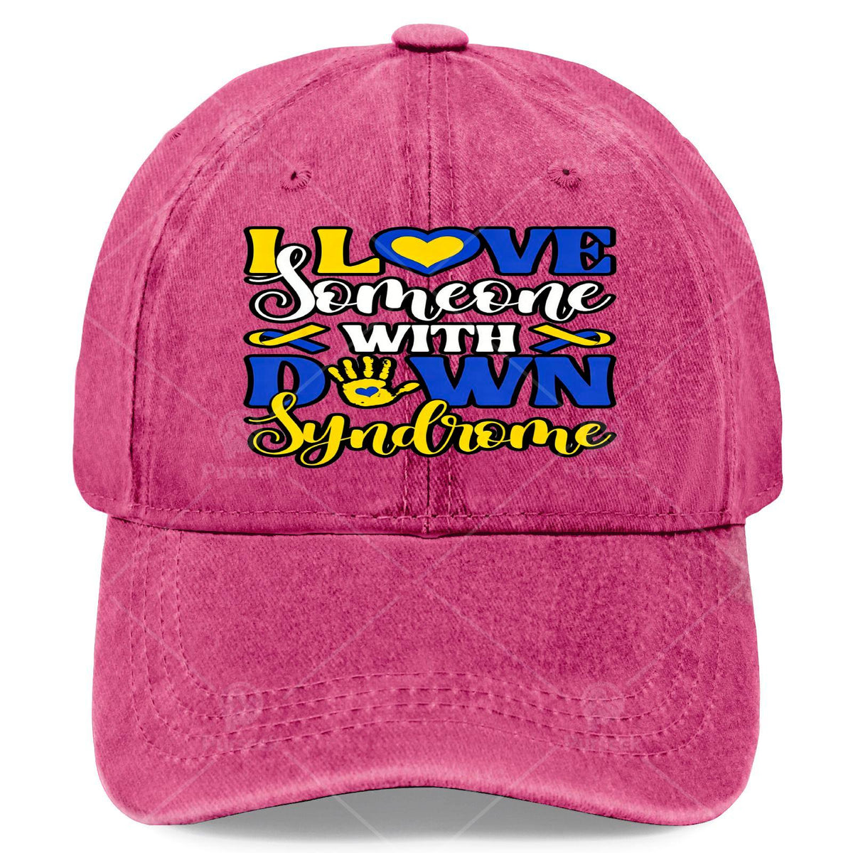 Unisex Baseball Featuring a Blue And Yellow Ribbon for Down Syndrome Awareness