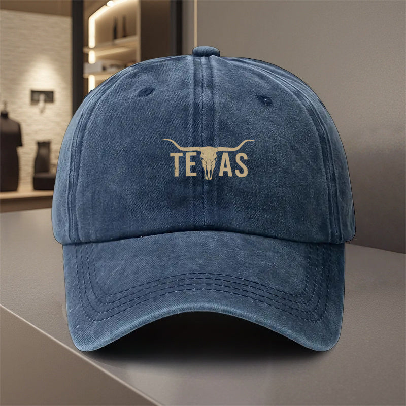 1pc Texas Longhorn Bull & TEXAS Lettering Adjustable Snapback Cap - Lightweight Polyester Trucker Hat for Men & Women, All-Season Outdoor, Camping, Golf, Fishing, Motorcycle, Running - Unisex Cowboy Hat for & Texas Pride, Hand Washable, Breathable Mesh Ba