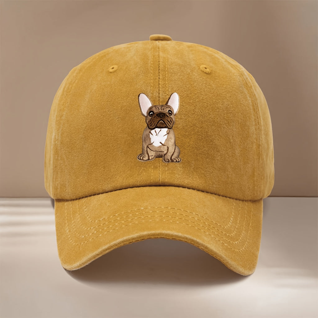 This Is a French Bulldog Pattern Printed Baseball Cap, Easy Lightweight Adjustable Size 6-Panel Hat Unisex Individual Comfortable Duckbill Cap Outdoor Sports Dining Camping Matching Trendy Fashion Curved Brim Hat Sports Event Cheerleading Matching S