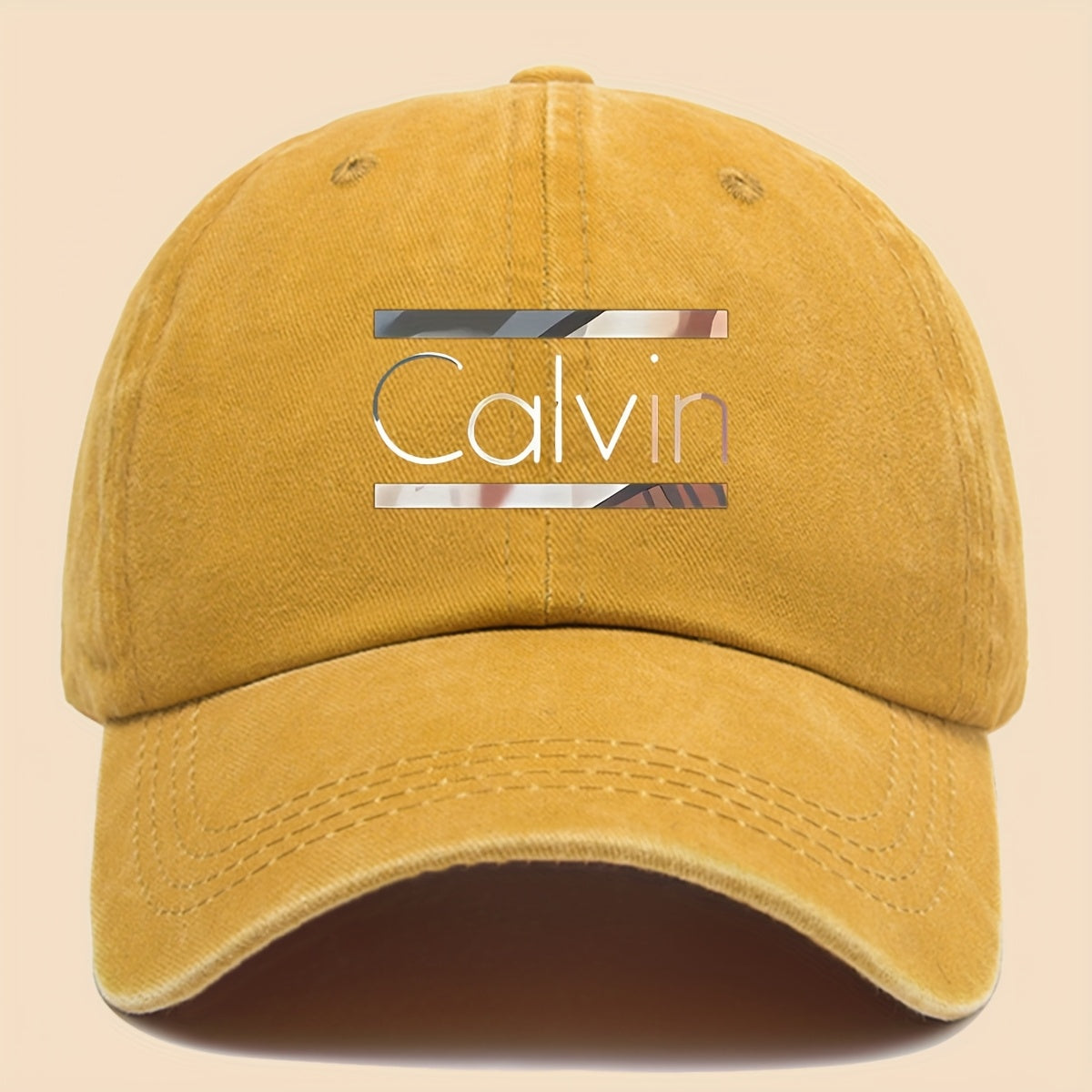 1pc 'Calvin Graphic Washed Baseball Cap - Unisex Streetwear Soft Hat, Suitable for Outdoor Adventures, Breathable Casual Sports Design, a Fashionable Accessory for All Seasons, Perfect Gift for Cycling, Fishing, And Hiking.'