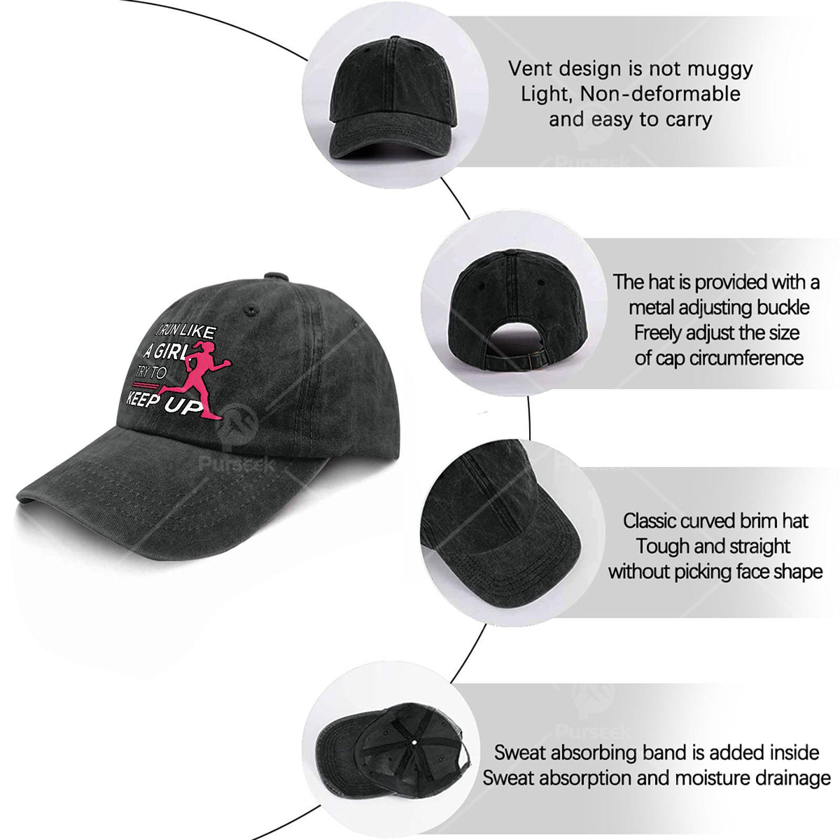 Female Runners I Run Like a Girl Try to Keep Up Baseball Hat Unisex Aesthetic