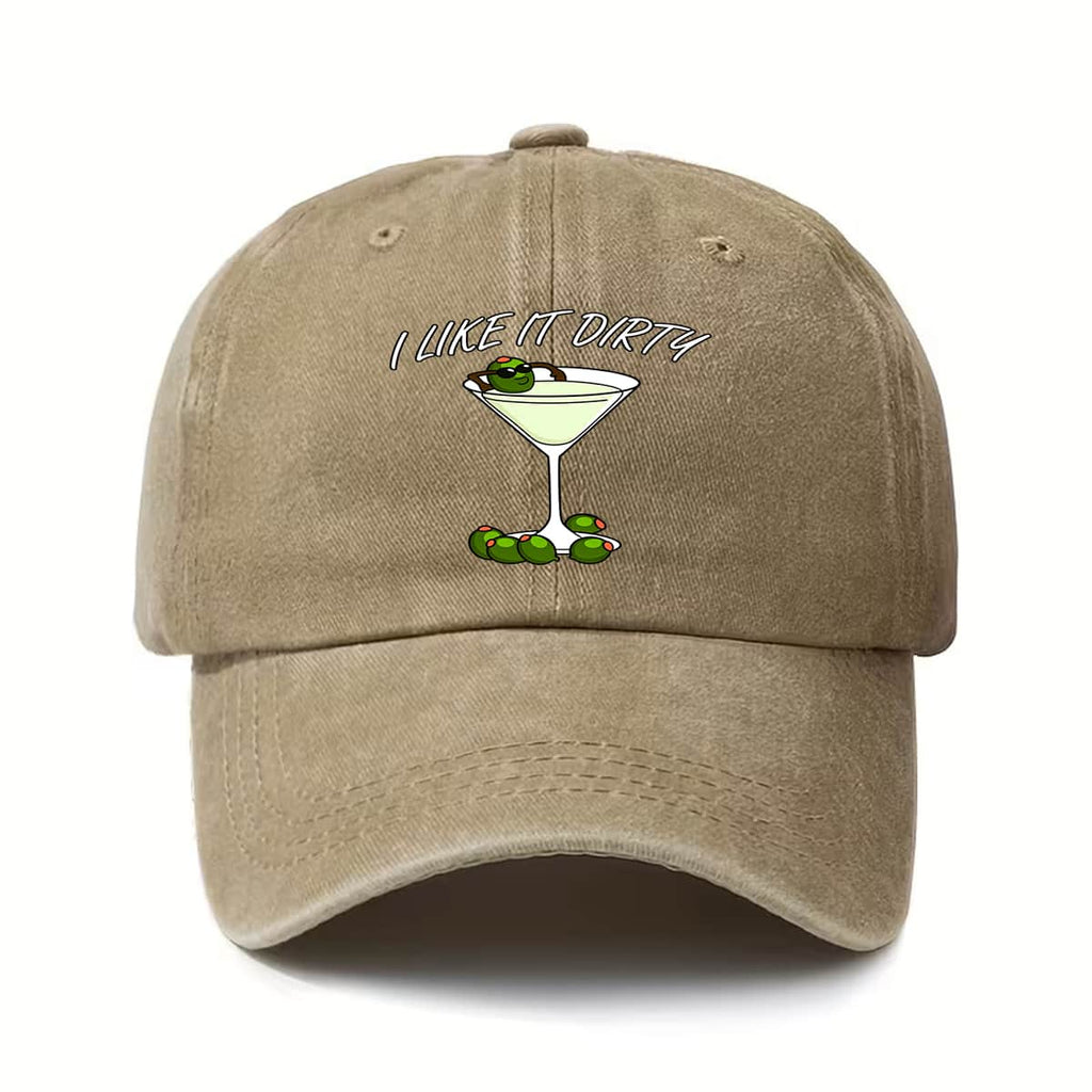 Men'S Dirty Martini Cocktail Baseball Cap - Adjustable Buckle Cap, Featuring Olive And Martini Charms, Green Olive Accents, Machine Washable Unisex Hat, Suitable for Parties, Everyday Wear, Bartender Gifts, And Drink Additions