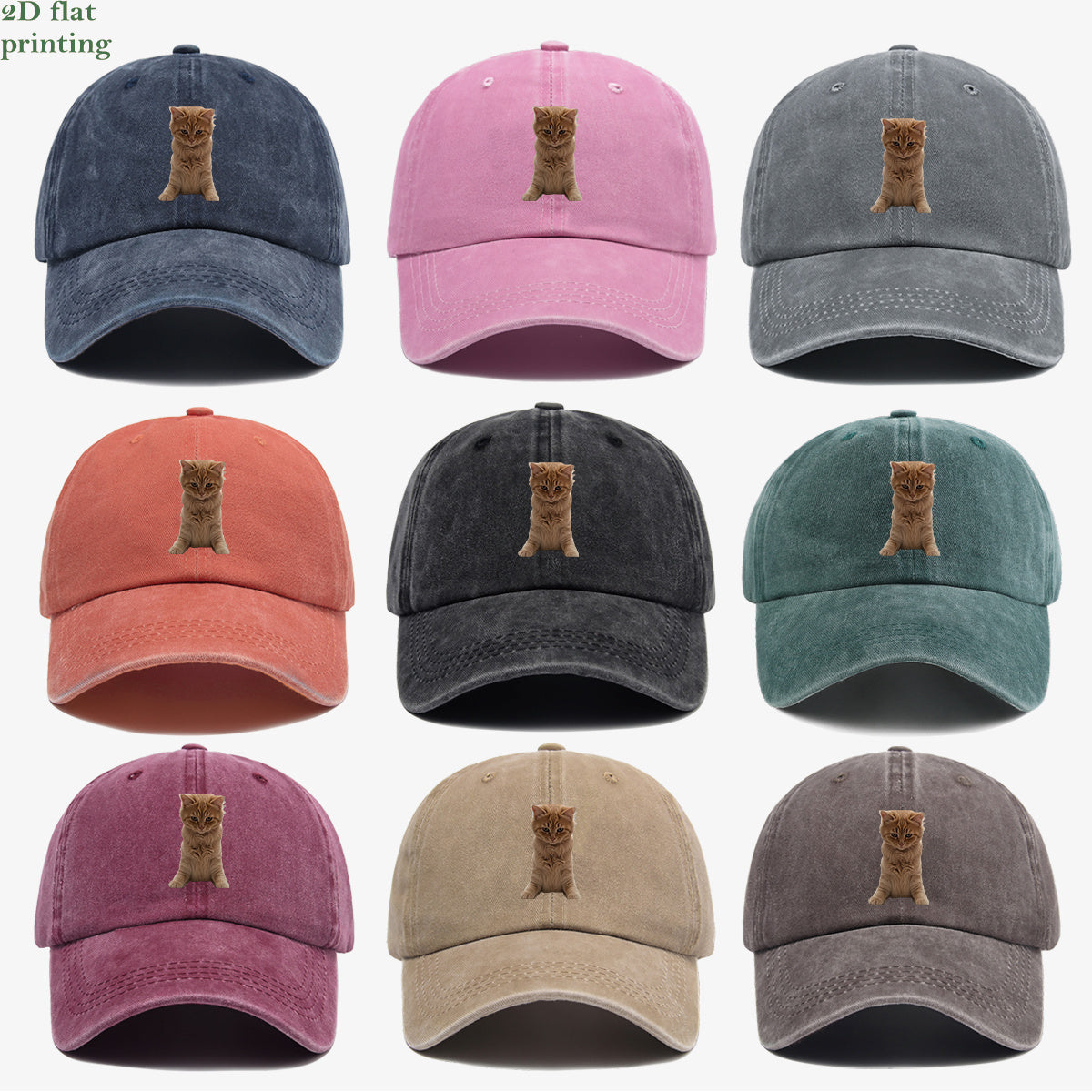 1pc Orange Tabby Cat Squatting Front Print Baseball Cap, with Round Eyes Slightly Squinted, Giving Off a "I'm Noble" Meme Vibe. A Must-have for Daily Outings, Café Visits, and Citywalks to Create a Stylish Look. The Cap Shape Helps Flatter and Slim