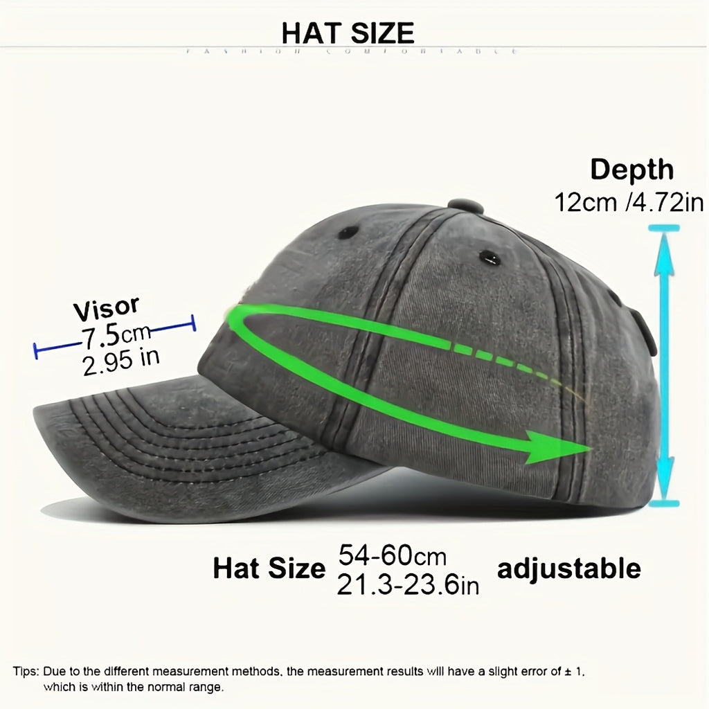 Unisex Washed Distressed Baseball Cap Printed Dad Hat Breathable Adjustable Sun Hat Suitable for Both Men And Women