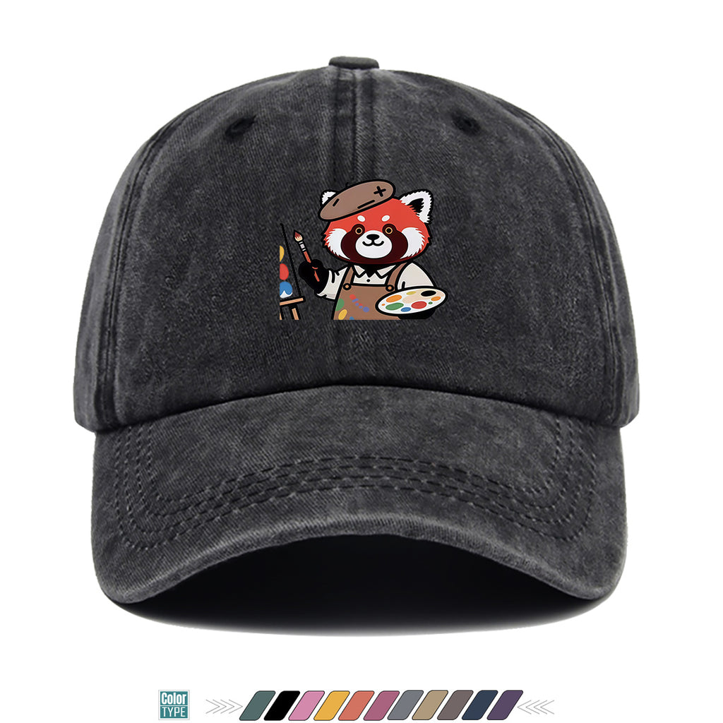 1pc Little Panda Painter Cap - Cute Panda & Brush Print Baseball Hat, Adjustable Duckbill Suitable for Outdoor Sketching, Museum Visits, Travel - Unisex for Men & Women, Creative Gift for Artists,, Birthday Present