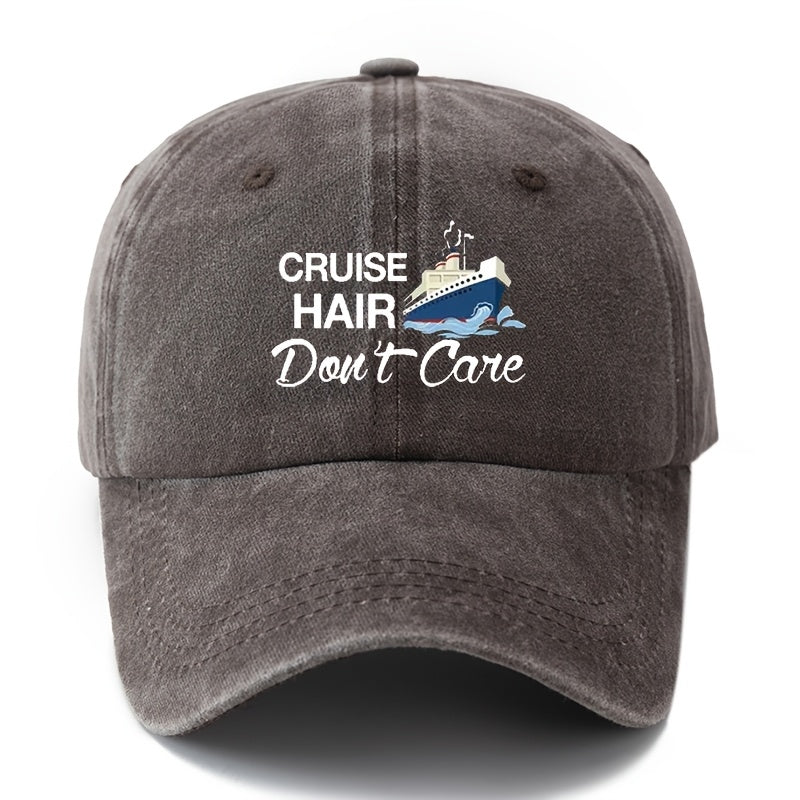 MAKEFGE Unisex Polyester Baseball Cap, Casual Cruise Hair Don'T Care Print, Adjustable Hip Hop Hat with Curved Brim, Outdoor Sports Truck Driver Cap