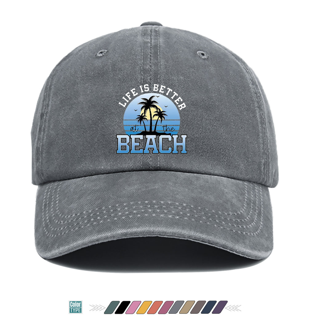1pc 1pcs "at the BEACH" Coconut Tree Sunset Print Baseball Cap - Adjustable Duckbill Hat Suitable for Men & Women, Breathable Palm Tree for Beach Vacations, Outdoor Picnics, Summer Parties, Casual Cap Gift for,,