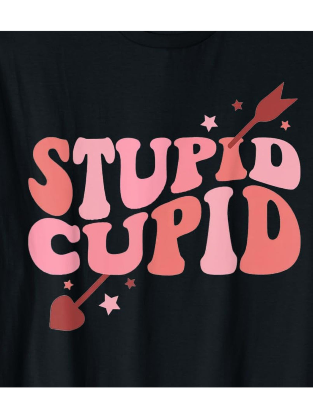 Stupid Cupid Groovy Funny Valentine's Day Quote Retro Trendy Printed T-shirt, Men's Casual and Comfortable T-shirt Summer, Men's Short-sleeved Top for Everyday Activities Birthday Gift to Men