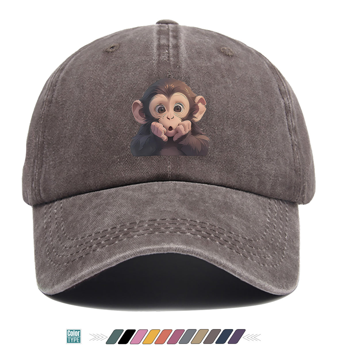 1pc Chimpanzee Print Baseball Cap Suitable for Men & Women, Adjustable Unisex Hat with Chimpanzee Face, Breathable for Streetwear, Hip-Hop, Music Festivals, Skateboarding - Trendy, Daily Commute & Outfits