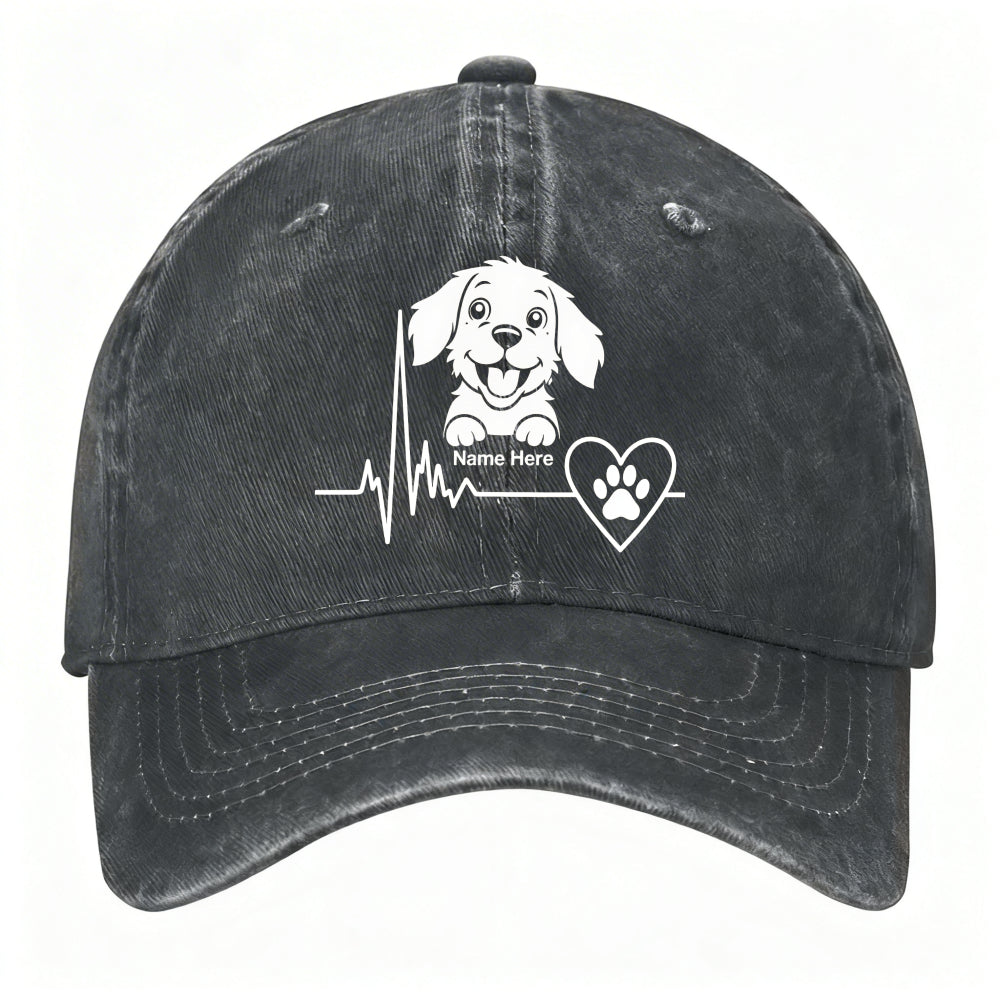 White Puppy Head Cartoon Print Women's Vintage Floral Print Hat, Retro Dad Hat for Both Men and Women, Vintage Foreign Trade Baseball Cap, New Soft-top Outdoor Driving Cap