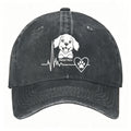 White Puppy Head Cartoon Print Women's Vintage Floral Print Hat, Retro Dad Hat for Both Men and Women, Vintage Foreign Trade Baseball Cap, New Soft-top Outdoor Driving Cap
