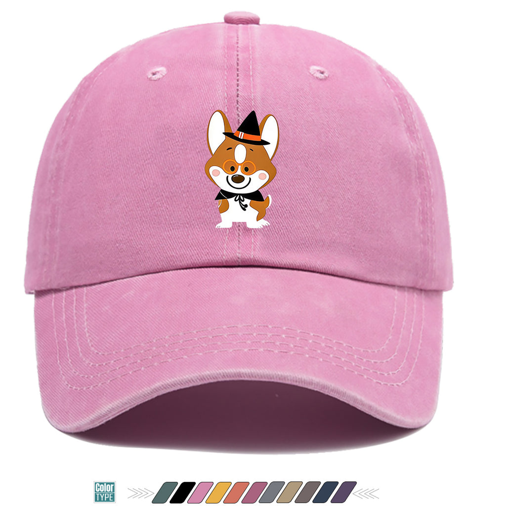 1pc Corgi Dog Cartoon Print Baseball Cap, Cute Wizard Hat with Glasses Design, Comfortable Breathable Sun Hat, Fashionable And Adorable Trendy Hat, Unisex Adjustable Size, Travel Hat, Bestie Shopping Hat, Suitable for Holiday Parties