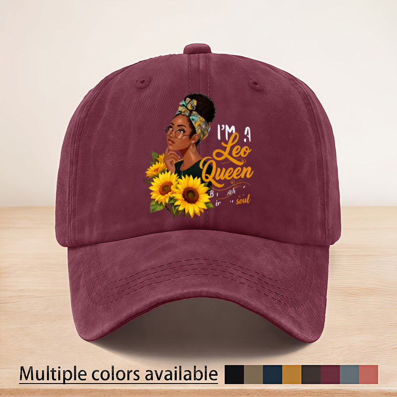 Stylish Leo Queen Sunflower Print Baseball Cap, Adjustable Strap, June 16th Anniversary Edition Baseball Cap, Suitable for All Seasons, Multi-purpose, Lightweight and Breathable, Ideal for Outdoor Sports, Fishing, Picnics, and Camping for Sun