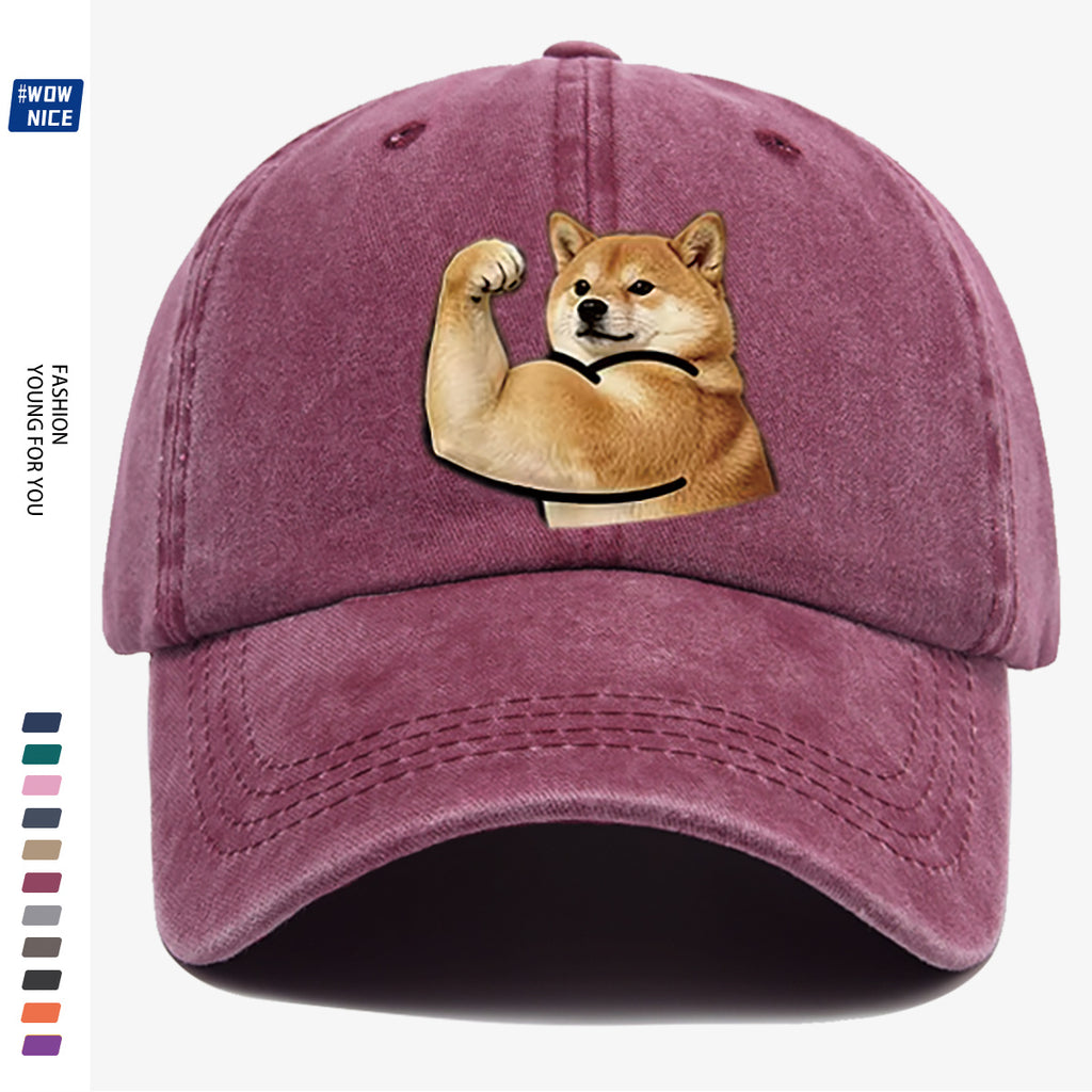 1pc Shiba Inu Muscle Arm Fun Print Baseball Cap Unisex Same Style Slimming Fashion Adjustable Size Street Trend Hat Daily Casual Hat Outdoor Hiking Hat Travel Outing Hat Party Styling Hat Versatile Duckbill Hat Festival Birthday Gift Ideal Choice Fo