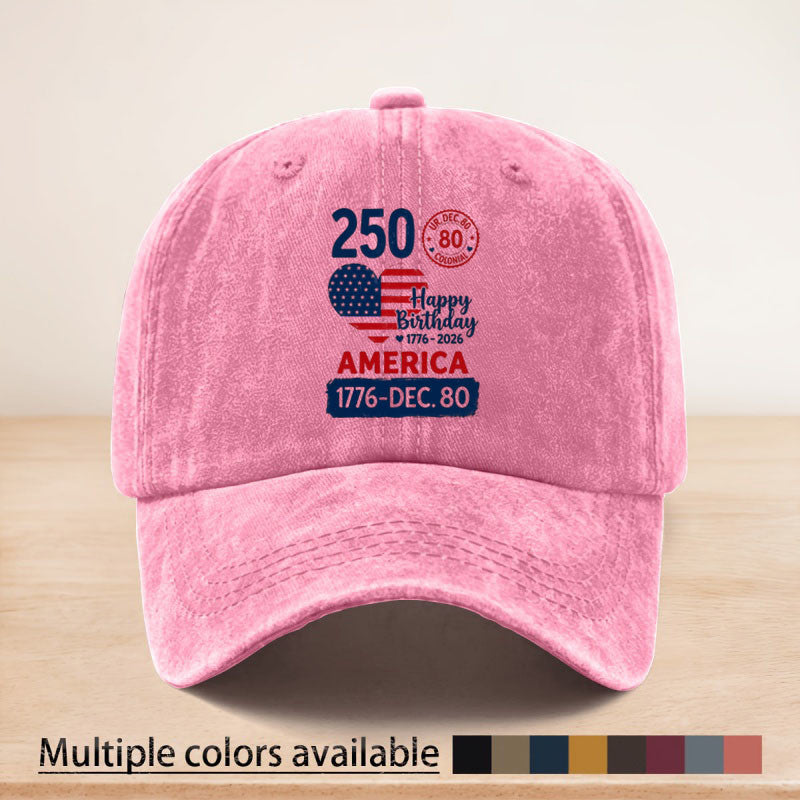 Vintage American-Style 250Th Anniversary Commemorative Printed Baseball Cap, with Adjustable Strap, Suitable for All Seasons, Versatile in Use, Lightweight And Breathable, Hat, Ideal for Outdoor Sports, Fishing, Picnics, Camping
