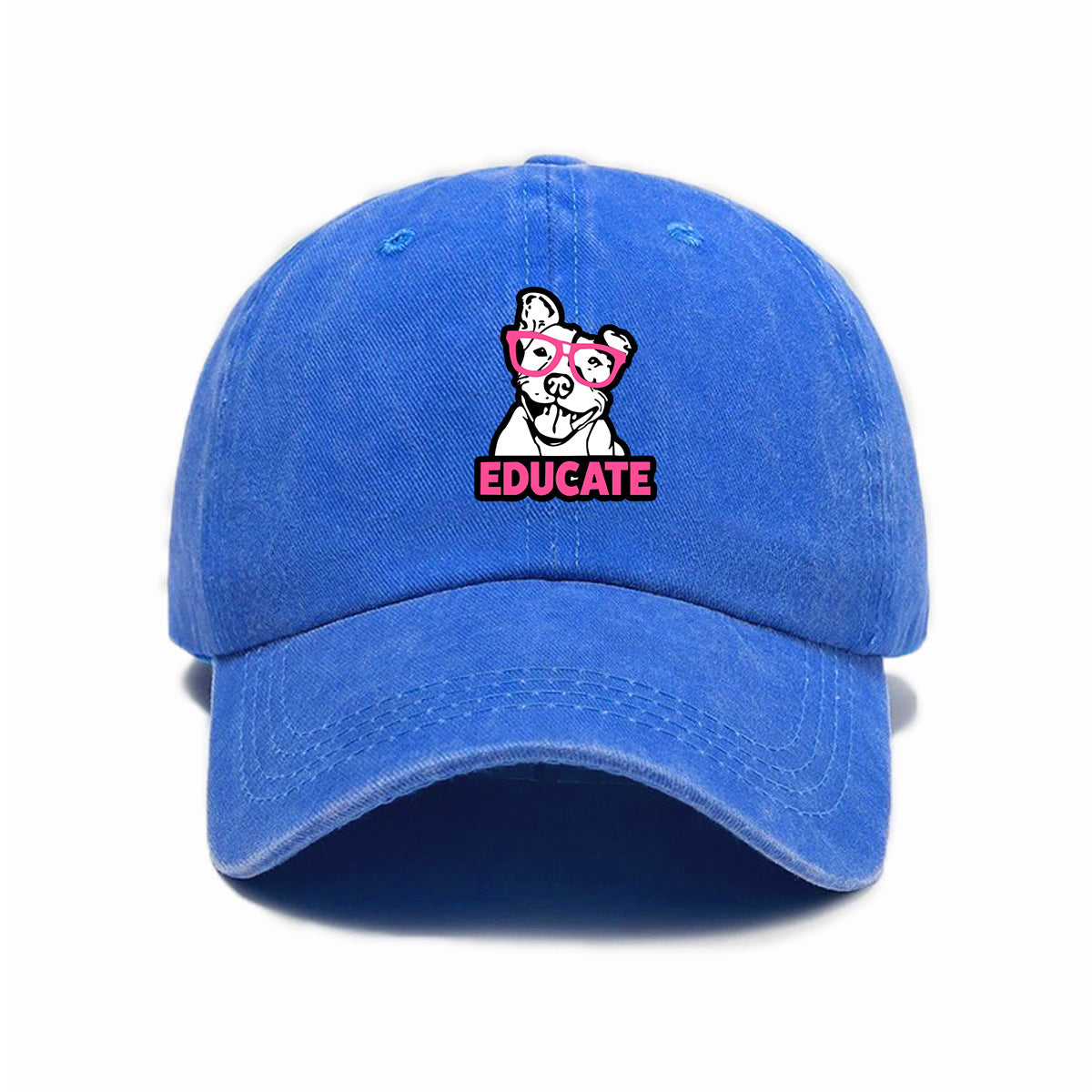 1 Washed Distressed Printed Baseball Cap for Adults, Trendy Hip-Hop Versatile Puppy Print Washed Distressed Soft Top Sun Baseball Cap, Unisex Baseball Cap