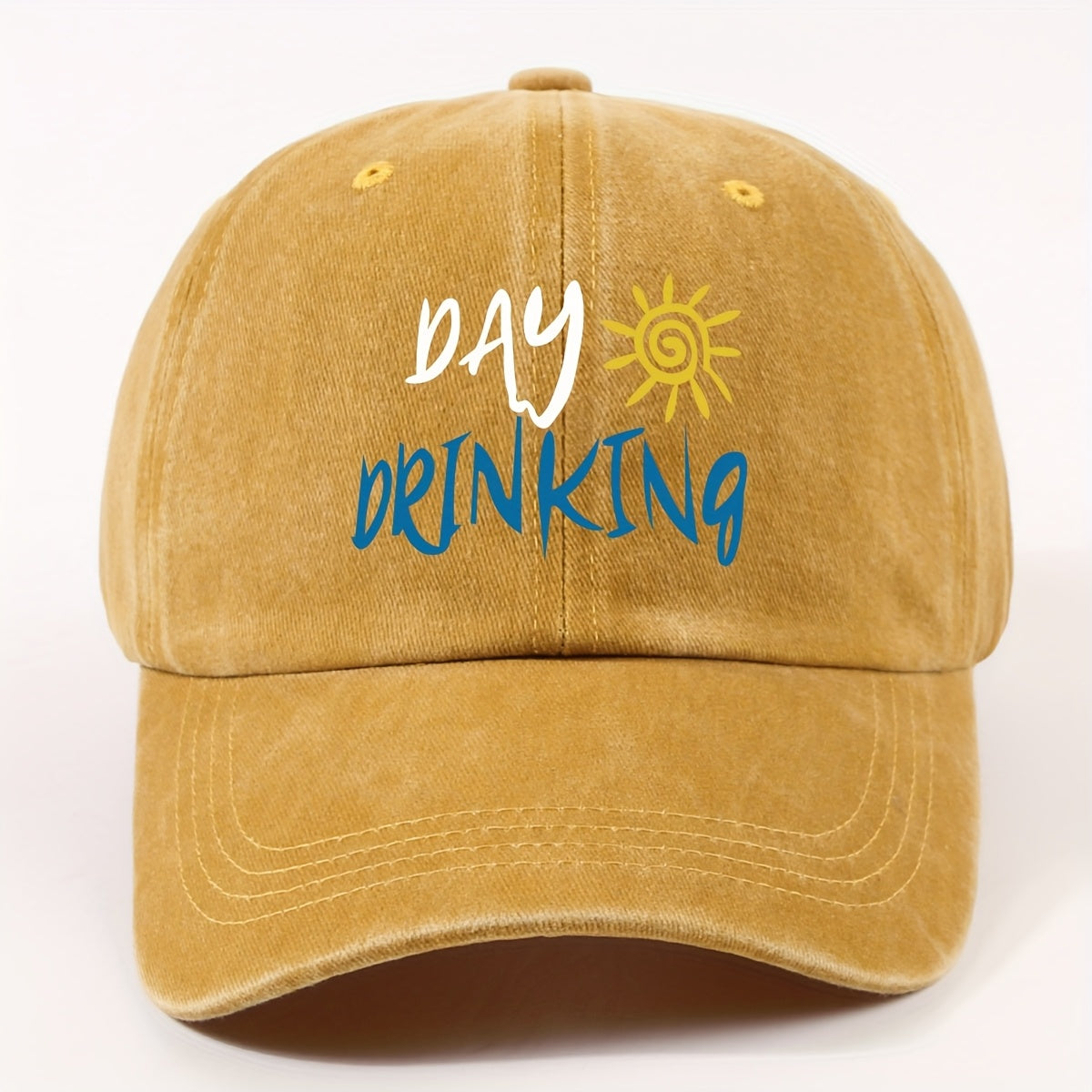 Retro Worn-Out Baseball Cap Featuring a "Daily Drink" Sun Design - Adjustable, Lightweight, Unisex Outdoor Hat Ideal for Biking, Everyday Use, And Festive Gatherings - Available in Various Colors (Black, Dark Gray, Pink, Military Green, Etc.)