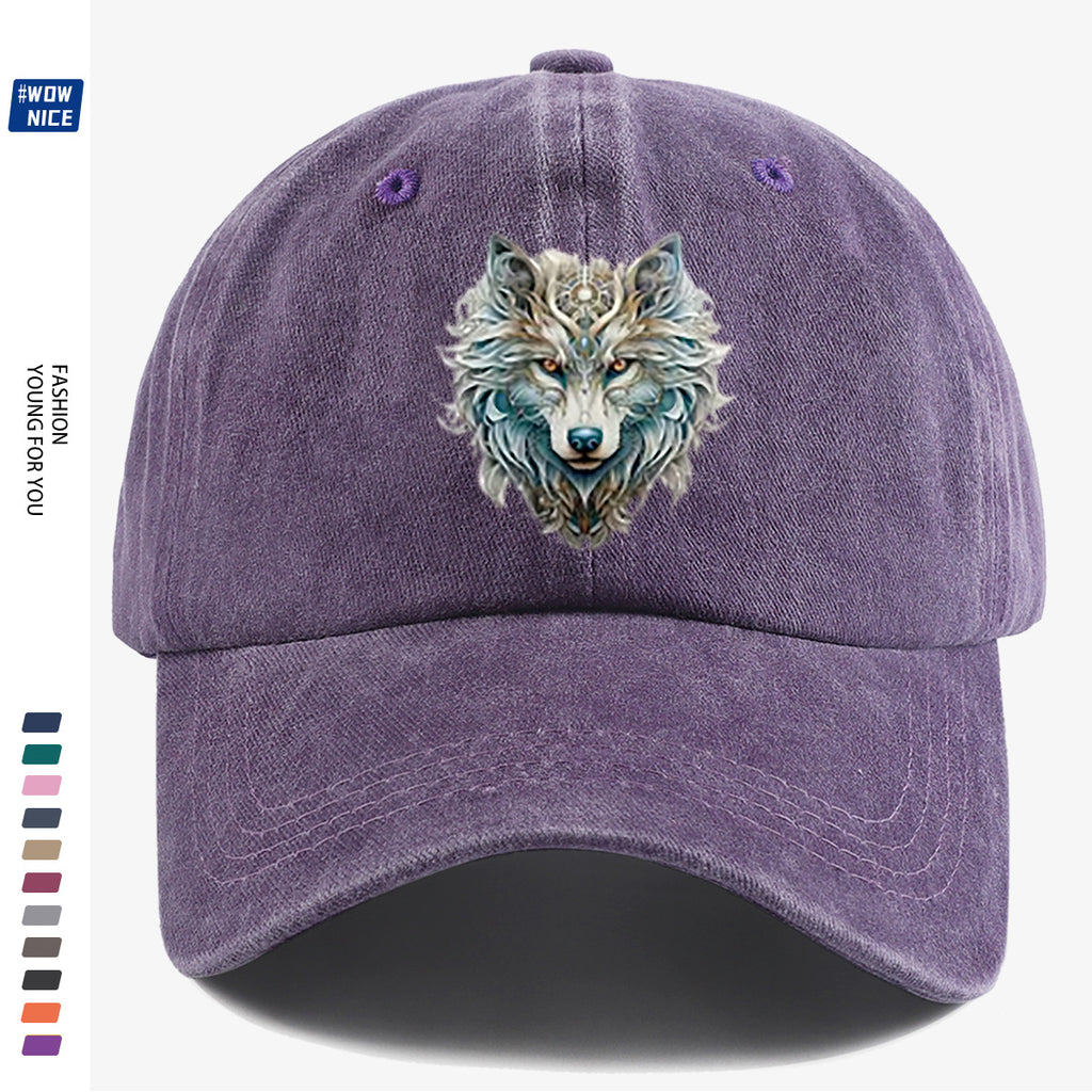 1pc Wolf Head Art Print Baseball Cap, Personalized Animal Pattern Design, Unisex Duckbill Hat, Wearing Makes You Look Slimmer And Smaller Face, Adjustable Size, Fashion Street Style, Daily Casual Versatile, Outdoor Activities, Shopping, Parties