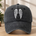 Angel Wing Printed Baseball Cap Classic Washed Distressed Retro Dad Hat Soft Comfortable Sweat-Absorbing Breathable Hat Outdoor Casual Sports Mountaineering Camping Fishing Hat Individual Street Hip-Hop Hat