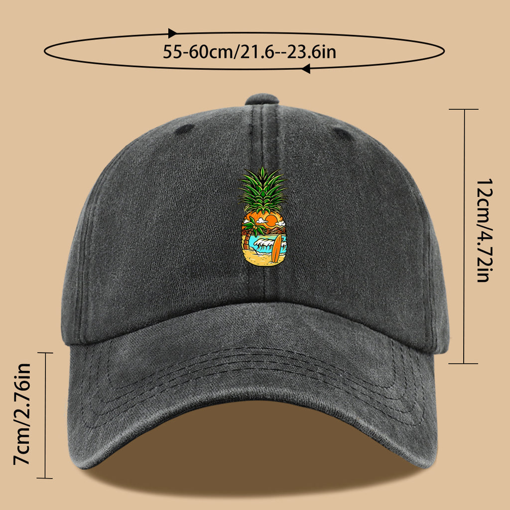 1pc Pineapple Print Trucker Hat - Adjustable Unisex Baseball Cap with Pineapple & Beach Scenery Design, Breathable Suitable for Outdoor, Vacations, Parties, Daily Wear - Suitable for Men and Women, Ideal Gift for Beach Lovers