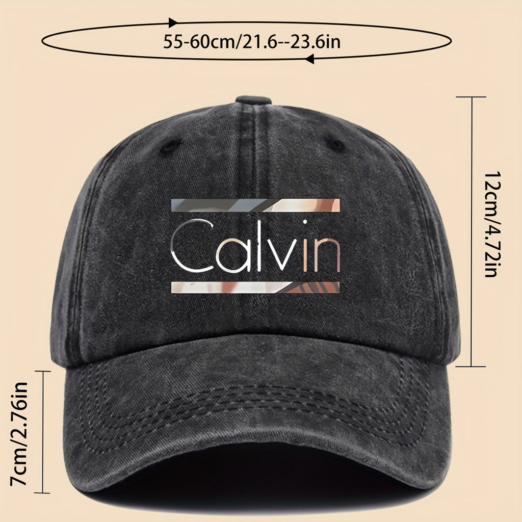 1pc 'Calvin Graphic Washed Baseball Cap - Unisex Streetwear Soft Hat, Suitable for Outdoor Adventures, Breathable Casual Sports Design, a Fashionable Accessory for All Seasons, Perfect Gift for Cycling, Fishing, And Hiking.'