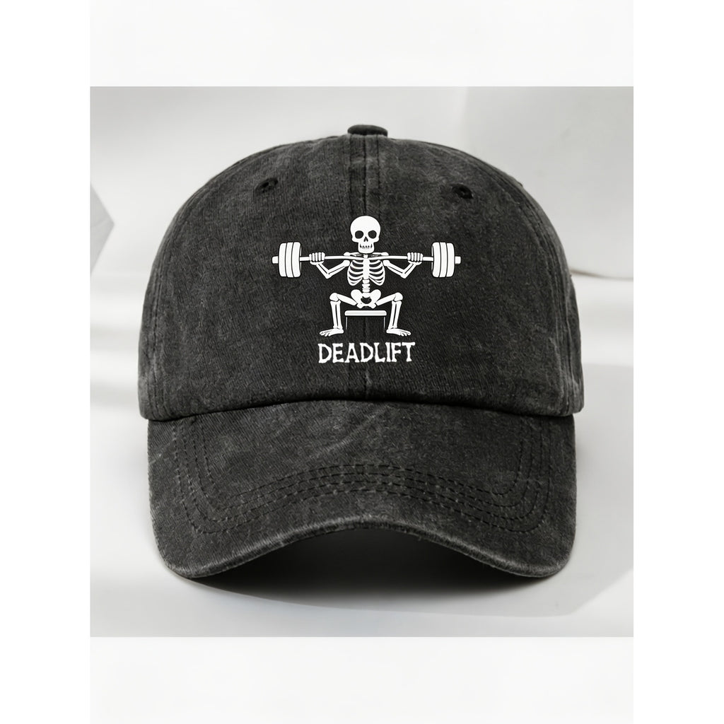 Skeleton Deadlift Gym Hat for Men Women Vintage Fitness Style Streetwear Casual Workout Anniversary Gift