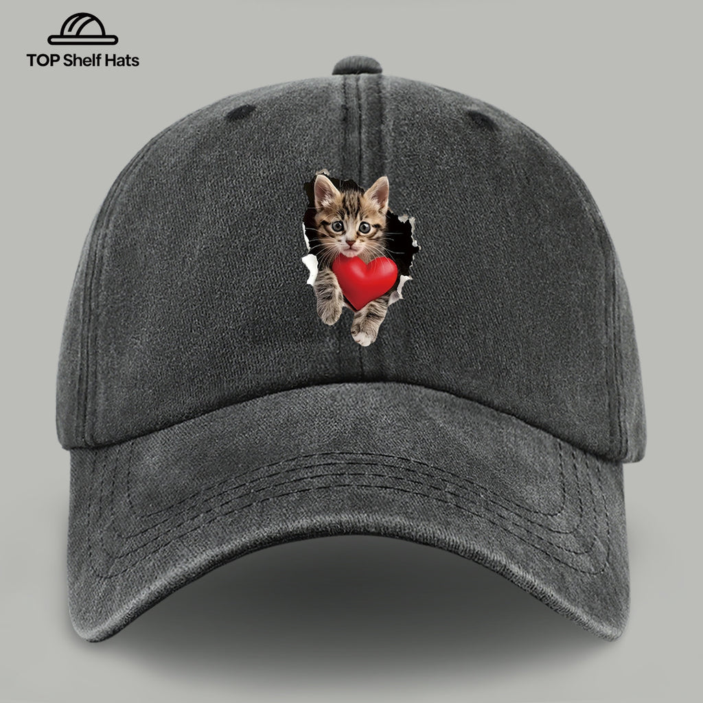1pc Kitten Print Baseball Cap for Women & Men - Adjustable Snapback, Lightweight Breathable Suitable for Beach, Hiking, Fishing, Daily Wear - Cute Kitten Cap for Outdoor Sports, Gifts for Birthdays, Valentines, for &