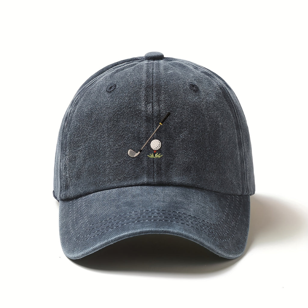 Men'S Adjustable Baseball Cap Featuring Golf Club Embroidery - Made from Lightweight Elastic Material, Designed for Casual Sports, Easy to Hand Wash, Perfect for Golf Enthusiasts And Casual Outfits