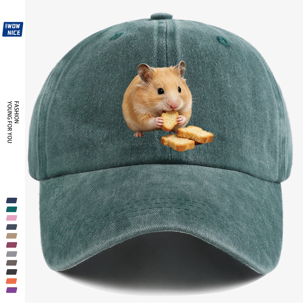 1pc Light Brown Hamster Holding Bread Slice Cute Printed Baseball Cap, Soft And Skin-Friendly Baseball Cap, Lively And Adorable Eye-Catching Men'S Women'S Baseball Cap, Adjustable Size, Casual Daily Hat, Commuting And Shopping Hat